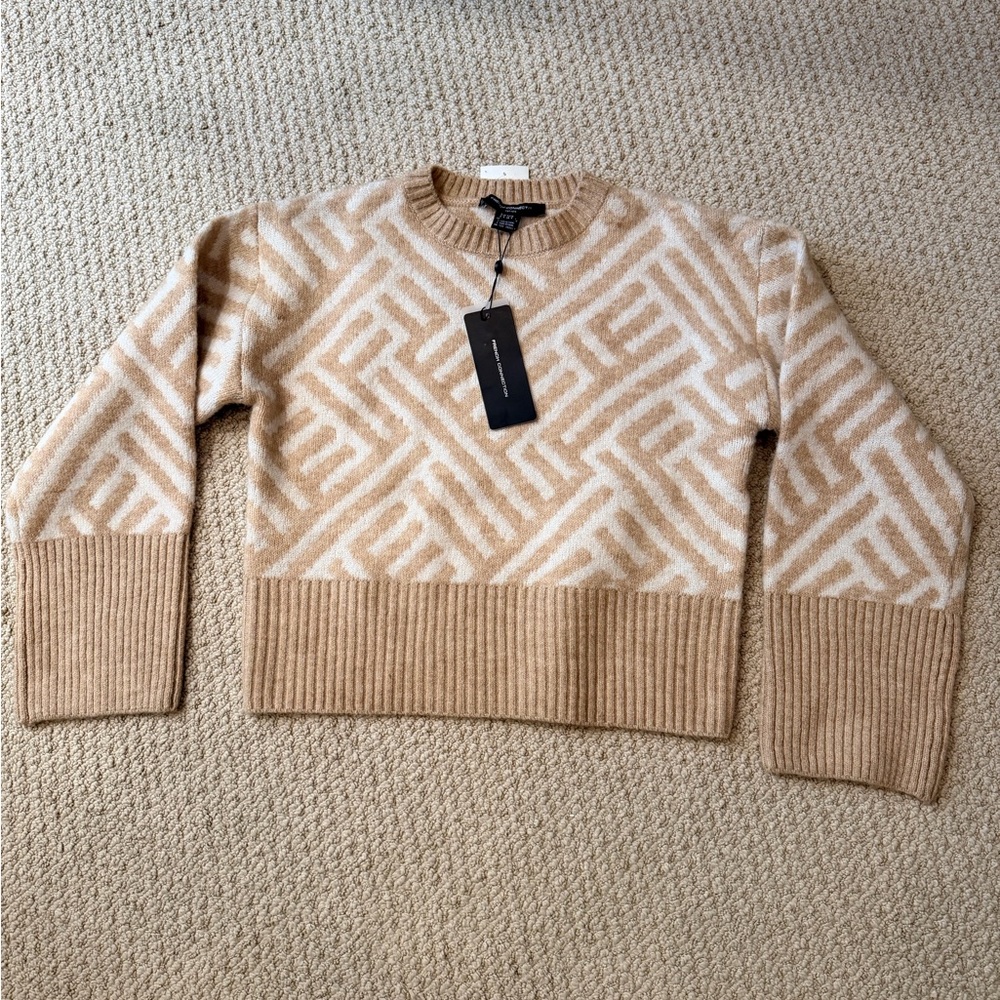 French Connection Beige and Cream Sweater